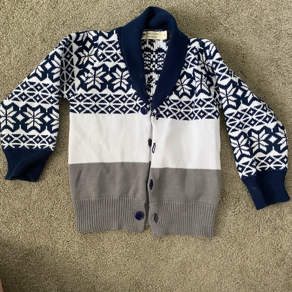 Kids Navy and Gray Patterned Cardigan